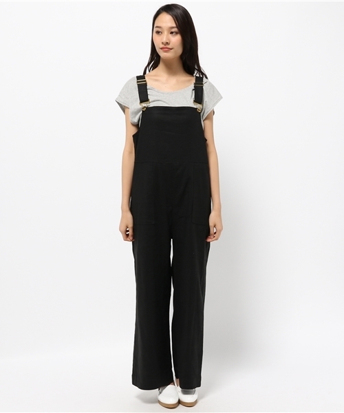 mystic（ミスティック）の「【Omekashi】ワイドサロペット（サロペット/オーバーオール・レディース・オフホワイト/ネイビー/ブラック・ﾌﾘ-）」の4枚目の写真