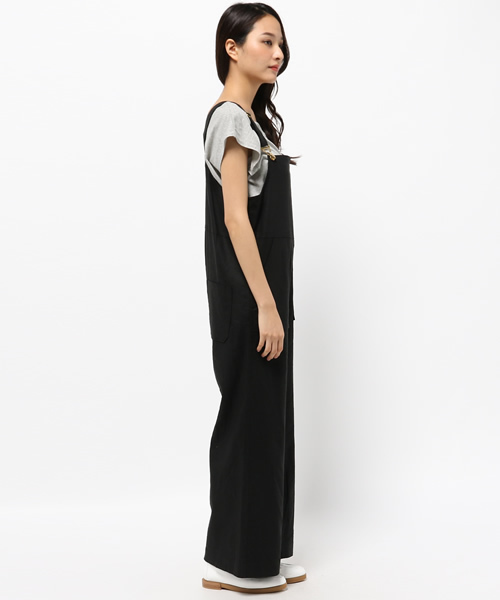 mystic（ミスティック）の「【Omekashi】ワイドサロペット（サロペット/オーバーオール・レディース・オフホワイト/ネイビー/ブラック・ﾌﾘ-）」の5枚目の写真