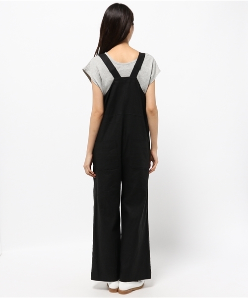 mystic（ミスティック）の「【Omekashi】ワイドサロペット（サロペット/オーバーオール・レディース・オフホワイト/ネイビー/ブラック・ﾌﾘ-）」の6枚目の写真