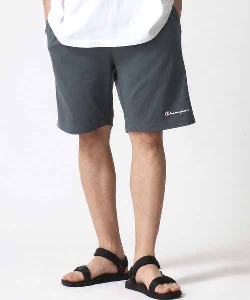 Champion（チャンピオン）の「Champion/チャンピオン コットンUSA ヘビーウェイト カットソー ロゴ ワンポイント刺繍 ショートパンツ/ハーフパンツ/無地ショーツ/レディース メンズ（スウェットパンツ・メンズ・ネイビー/チャコール/ホワイト/ブラック/グレー・M/XL/L）」の4枚目の写真