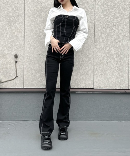 LVEU. ステッチフレアパンツ ステッチベアビスチェ LVEU. ステッチフレアパンツ ステッチベアビスチェ