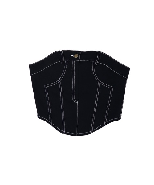 LVEU.(ラブユ.)の「【LVEU.】ステッチベアビスチェ / トップス カットソー ベアトップ ビスチェ ステッチ ストレッチ レイヤード セットアップ ブラック(チューブトップ・レディース・ブラック・FREE)」の15枚目の写真