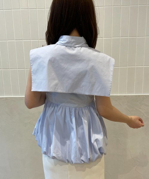 EIMY ISTOIRE（エイミーイストワール）の「バルーンヘムペプラムブラウス（シャツ/ブラウス・レディース・イエロー/ホワイト/サックスブルー/ネイビー・FREE）」の7枚目の写真