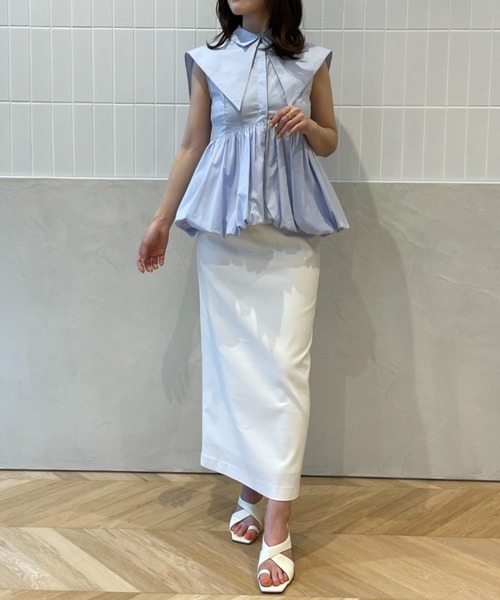 EIMY ISTOIRE（エイミーイストワール）の「バルーンヘムペプラムブラウス（シャツ/ブラウス・レディース・イエロー/ホワイト/サックスブルー/ネイビー・FREE）」の15枚目の写真