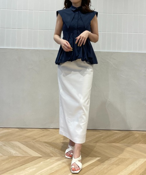 EIMY ISTOIRE（エイミーイストワール）の「バルーンヘムペプラムブラウス（シャツ/ブラウス・レディース・イエロー/ホワイト/サックスブルー/ネイビー・FREE）」の14枚目の写真