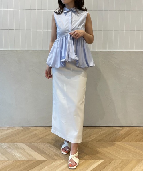 EIMY ISTOIRE（エイミーイストワール）の「バルーンヘムペプラムブラウス（シャツ/ブラウス・レディース・イエロー/ホワイト/サックスブルー/ネイビー・FREE）」の19枚目の写真