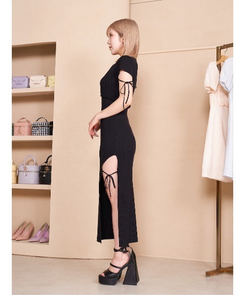 Darich アクセント ニット ワンピース ダーリッチ Darich オフショルロングニットワンピース