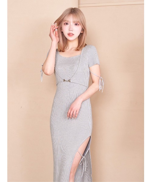 Darich アクセント ニット ワンピース ダーリッチ Darich オフショルロングニットワンピース