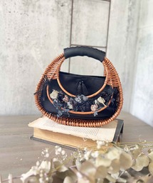 m.soeur | バラと小花の上品なラウンドかごバッグ(かごバッグ)