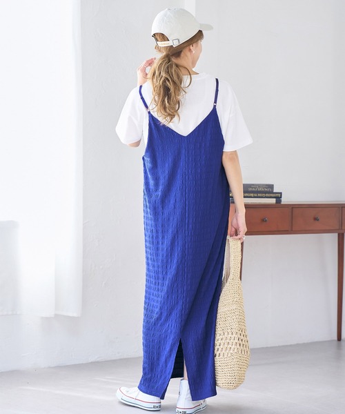 ROPE' PICNIC（ロペピクニック）の「リンクコーデ/シャーリングカットジャガードキャミワンピース（ワンピース・レディース・ブラック/ブルー/ライトグリーン・38）」の21枚目の写真