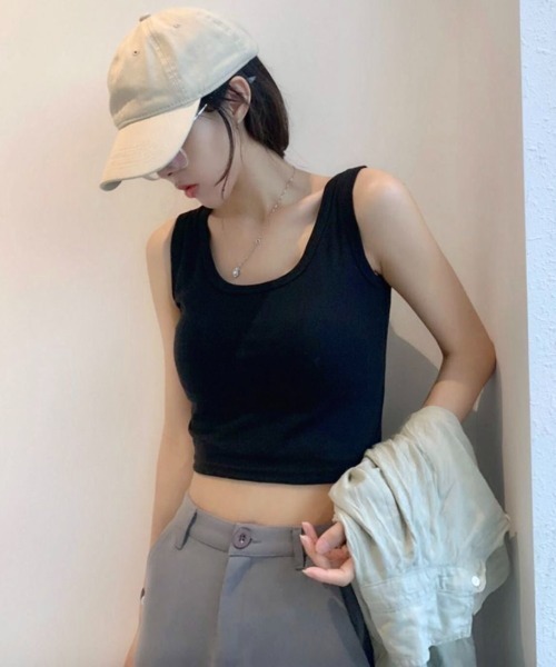 LADY LIKE(レディライク)の「カップ付きタンクトップ(タンクトップ・レディース・ブラウン系その他/ブラック/ホワイト系その他/ホワイト/ブラック系・M)」の6枚目の写真
