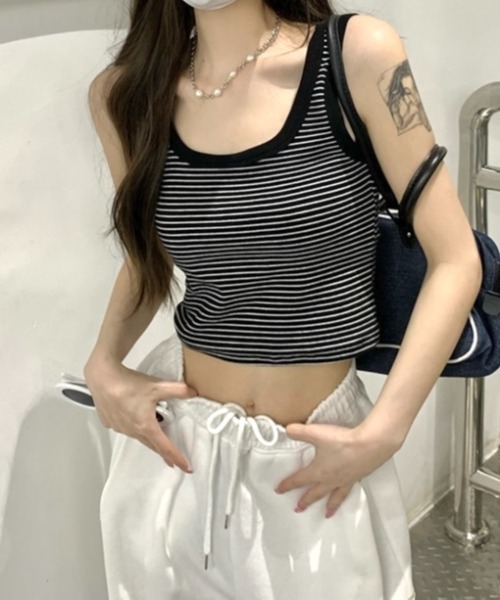 LADY LIKE(レディライク)の「カップ付きタンクトップ(タンクトップ・レディース・ブラウン系その他/ブラック/ホワイト系その他/ホワイト/ブラック系・M)」の7枚目の写真