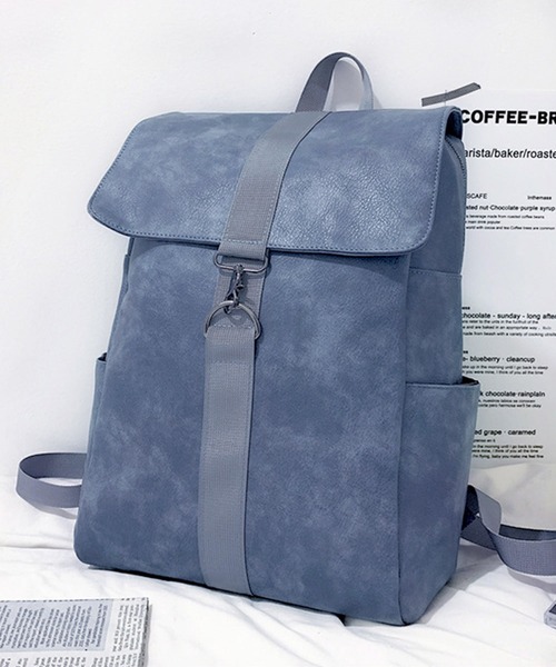 florist（フローリスト）の「【A4収納可/撥水】【軽量】ムラ染めレザーのスクエアフラップリュックサック/バックパック（バックパック/リュック・レディース・ブラック/ブルー/ブラウン・FREE）」の10枚目の写真