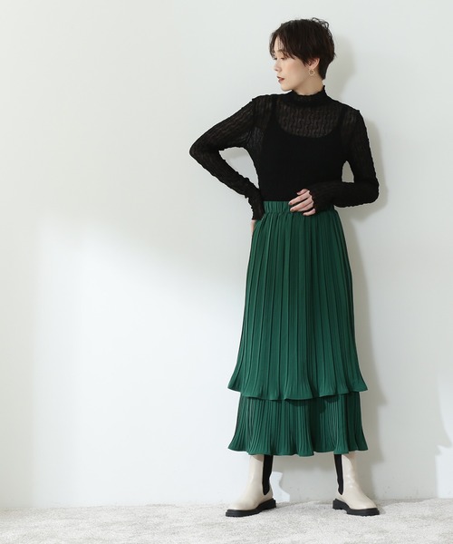 N.（N. Natural Beauty Basic）（エヌエヌナチュラルビューティーベーシック）の「◆シアーウェーブカットソー（Tシャツ/カットソー・レディース・ブラック/オフホワイト/ライトグリーン・MEDIUM）」の15枚目の写真