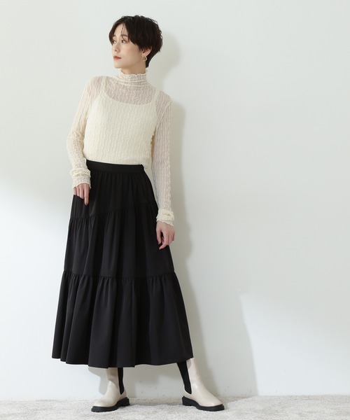 N.（N. Natural Beauty Basic）（エヌエヌナチュラルビューティーベーシック）の「◆シアーウェーブカットソー（Tシャツ/カットソー・レディース・ブラック/オフホワイト/ライトグリーン・MEDIUM）」の10枚目の写真
