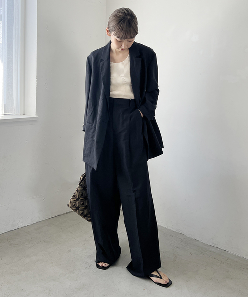 Plage　VIS/LINEN TUCK WIDE パンツ セール】VIS/LINEN TUCK WIDE パンツ（スラックス）｜Plage
