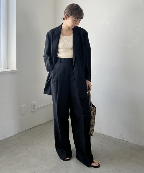 セール】VIS/LINEN TUCK WIDE パンツ（スラックス）｜Plage
