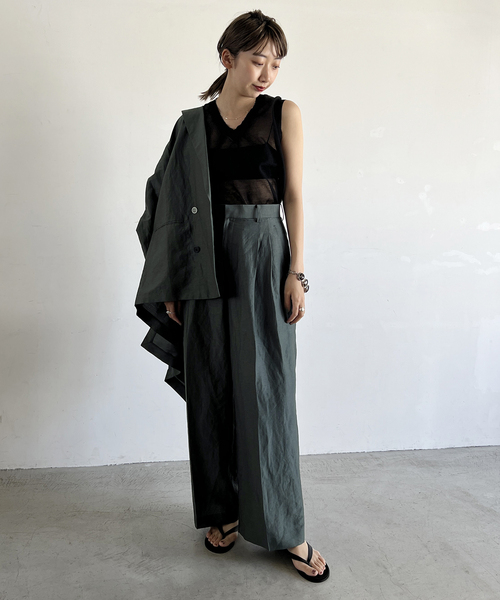 セール】VIS/LINEN TUCK WIDE パンツ（スラックス）｜Plage