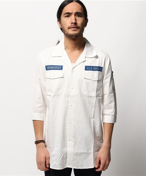 WEGO（ウィゴー）の「WEGO/ロングミリタリー7分袖シャツ（シャツ/ブラウス・メンズ・カーキ/ホワイト・LARGE/MEDIUM）」の3枚目の写真