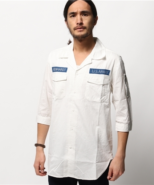 WEGO（ウィゴー）の「WEGO/ロングミリタリー7分袖シャツ（シャツ/ブラウス・メンズ・カーキ/ホワイト・LARGE/MEDIUM）」の8枚目の写真