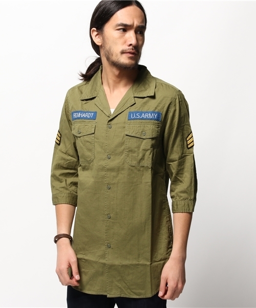 WEGO（ウィゴー）の「WEGO/ロングミリタリー7分袖シャツ（シャツ/ブラウス・メンズ・カーキ/ホワイト・LARGE/MEDIUM）」の9枚目の写真