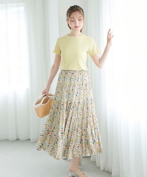 fifth(フィフス)の「花柄プリーツスカート(スカート・レディース・ブラック/オフホワイト・M)」の7枚目の写真