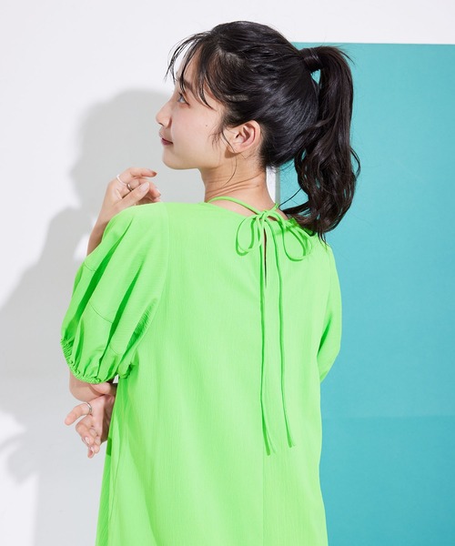 Jayro（ジャイロ）の「ランタンスリーブワンピース（ワンピース・レディース・ネイビー/グリーン/キャメル・M）」の6枚目の写真