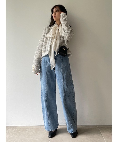 SNIDEL（スナイデル）の「ラメツイードカーディガン（ニット/セーター・レディース・ベージュ系その他/オフホワイト/ブラック・FREE）」の5枚目の写真