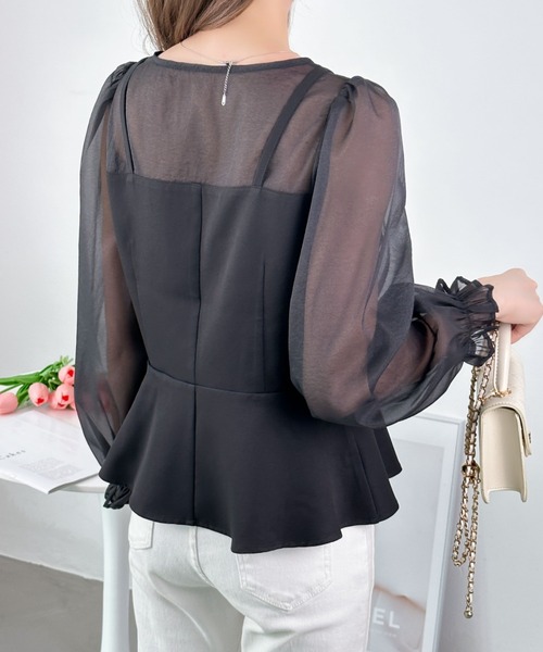 ECLIN（エクラン）の「レイヤード風ペプラム切替ブラウス（シャツ/ブラウス・レディース・ブラック/ネイビー/グレー/ベージュ・S/M）」の9枚目の写真