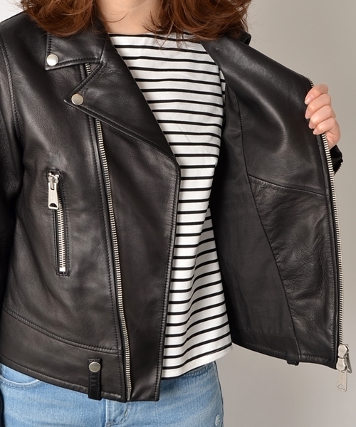 SHIPS for women（シップスフォーウィメン）の「ダブルライダースレザージャケット◇（ライダースジャケット・レディース・ブラック・38/36）」の7枚目の写真