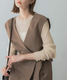 URBAN RESEARCH ROSSO WOMEN | シアーチェックギャザースリーブニット(ニット/セーター)