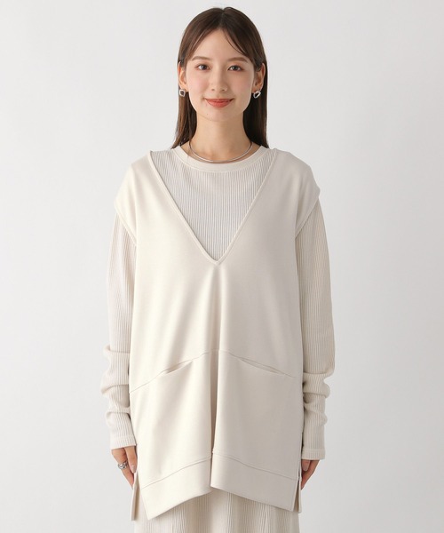 LEPSIM(レプシィム)の「Vネックベストプルオーバー 961522(Tシャツ/カットソー・レディース・ブラック/アイボリー・FREE)」の12枚目の写真