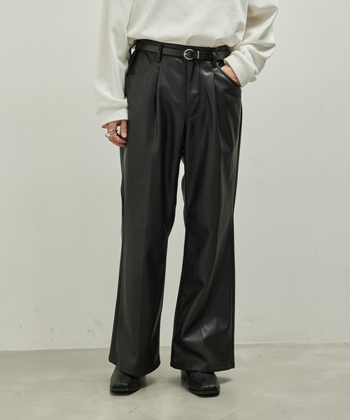 JUNRED（ジュンレッド）の「レザーワイドフレアパンツ（その他パンツ・メンズ・ブラック・L/M/S）」の3枚目の写真