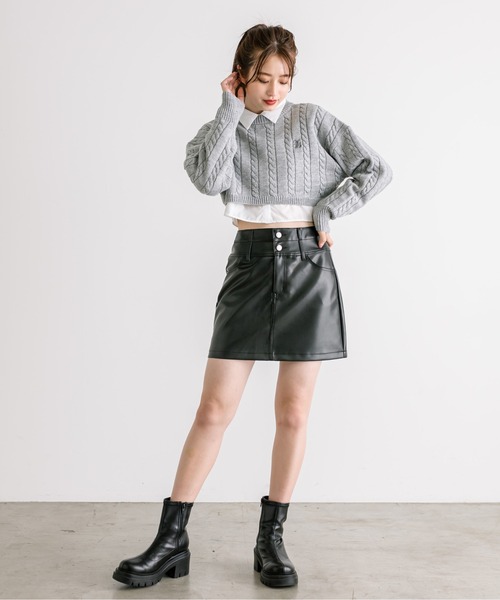 OLIVE des OLIVE（オリーブデオリーブ）の「ダブルウエストミニスカート　1032010080（スカート・レディース・ブルー/スミクロ/ブラック・FREE）」の4枚目の写真