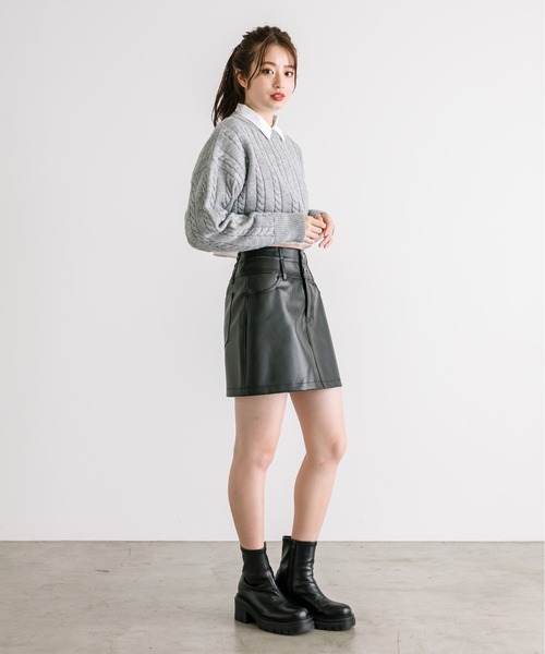 OLIVE des OLIVE（オリーブデオリーブ）の「ダブルウエストミニスカート　1032010080（スカート・レディース・ブルー/スミクロ/ブラック・FREE）」の5枚目の写真