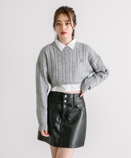 OLIVE des OLIVE（オリーブデオリーブ）の「ダブルウエストミニスカート　1032010080（スカート・レディース・ブルー/スミクロ/ブラック・FREE）」の7枚目の写真