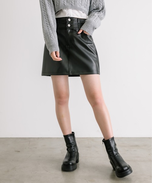 OLIVE des OLIVE（オリーブデオリーブ）の「ダブルウエストミニスカート　1032010080（スカート・レディース・ブルー/スミクロ/ブラック・FREE）」の8枚目の写真