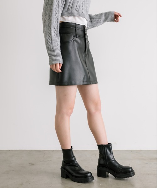 OLIVE des OLIVE（オリーブデオリーブ）の「ダブルウエストミニスカート　1032010080（スカート・レディース・ブルー/スミクロ/ブラック・FREE）」の9枚目の写真