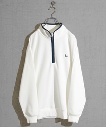 GLOVE HOUSE | 【a】TC裏毛ワンポイント刺繍 パイピング配色 ハーフジップ(スウェット)