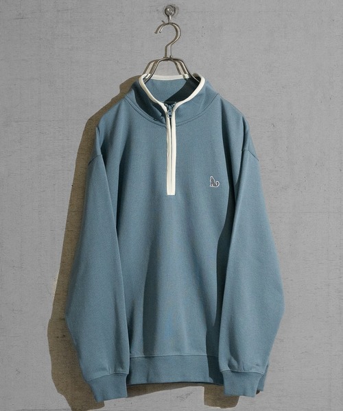 GLOVE HOUSE（グローブハウス）の「【a】TC裏毛ワンポイント刺繍 パイピング配色 ハーフジップ（スウェット・メンズ・ホワイト/アッシュグレー/ブルー/マルチ/ネイビー・X-LARGE/MEDIUM/LARGE）」の4枚目の写真