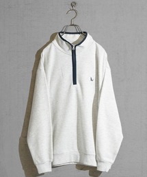 GLOVE HOUSE | 【a】TC裏毛ワンポイント刺繍 パイピング配色 ハーフジップ(スウェット)