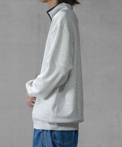 GLOVE HOUSE（グローブハウス）の「【a】TC裏毛ワンポイント刺繍 パイピング配色 ハーフジップ（スウェット・メンズ・ホワイト/アッシュグレー/ブルー/マルチ/ネイビー・X-LARGE/MEDIUM/LARGE）」の12枚目の写真