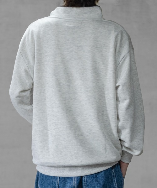 GLOVE HOUSE（グローブハウス）の「【a】TC裏毛ワンポイント刺繍 パイピング配色 ハーフジップ（スウェット・メンズ・ホワイト/アッシュグレー/ブルー/マルチ/ネイビー・X-LARGE/MEDIUM/LARGE）」の13枚目の写真