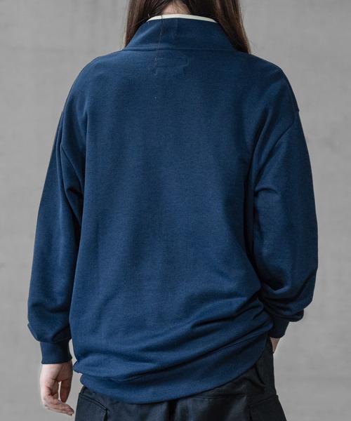 GLOVE HOUSE（グローブハウス）の「【a】TC裏毛ワンポイント刺繍 パイピング配色 ハーフジップ（スウェット・メンズ・ホワイト/アッシュグレー/ブルー/マルチ/ネイビー・X-LARGE/MEDIUM/LARGE）」の19枚目の写真