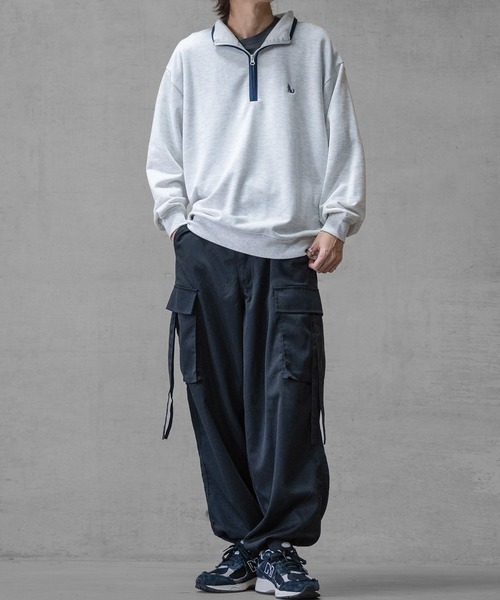 GLOVE HOUSE（グローブハウス）の「【a】TC裏毛ワンポイント刺繍 パイピング配色 ハーフジップ（スウェット・メンズ・ホワイト/アッシュグレー/ブルー/マルチ/ネイビー・X-LARGE/MEDIUM/LARGE）」の14枚目の写真