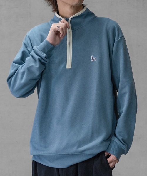 GLOVE HOUSE（グローブハウス）の「【a】TC裏毛ワンポイント刺繍 パイピング配色 ハーフジップ（スウェット・メンズ・ホワイト/アッシュグレー/ブルー/マルチ/ネイビー・X-LARGE/MEDIUM/LARGE）」の21枚目の写真