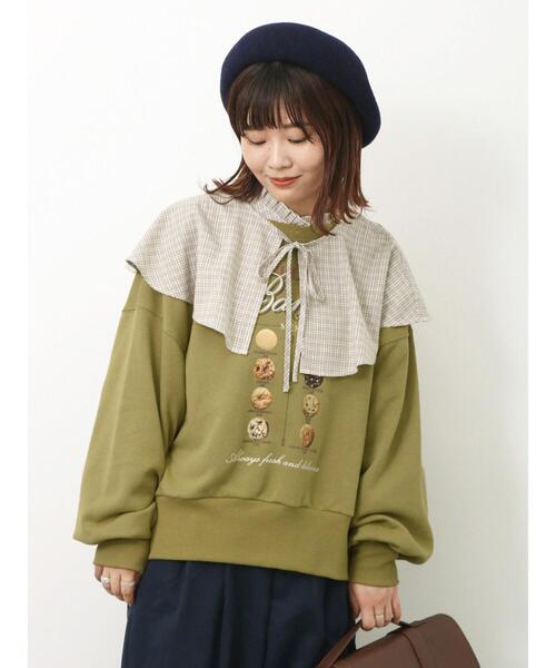 ehka sopo（エヘカソポ）の「クッキープリントスウェット（Tシャツ/カットソー・レディース・グレー/オリーブ/ネイビー・F）」の2枚目の写真