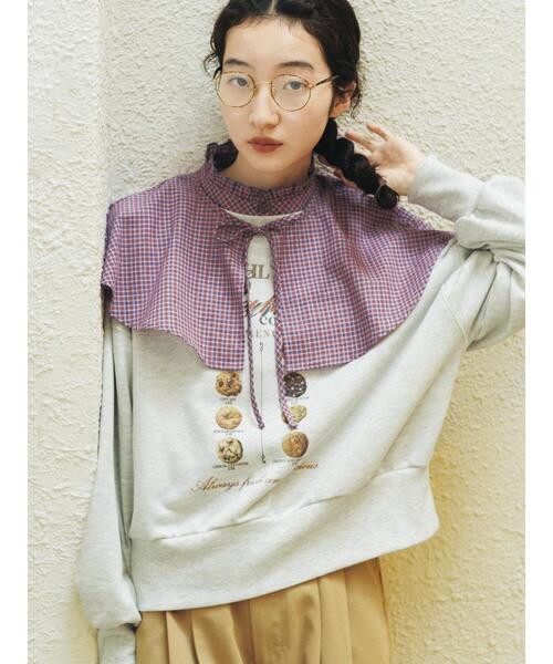 ehka sopo（エヘカソポ）の「クッキープリントスウェット（Tシャツ/カットソー・レディース・グレー/オリーブ/ネイビー・F）」の4枚目の写真