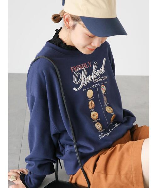 ehka sopo（エヘカソポ）の「クッキープリントスウェット（Tシャツ/カットソー・レディース・グレー/オリーブ/ネイビー・F）」の9枚目の写真