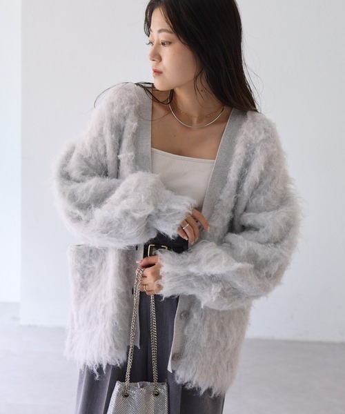 CIAOPANIC TYPY（チャオパニックティピー）の「すっきり見えブラッシングシャギーオーバーカーディガン（カーディガン/ボレロ・レディース・ライトグレー/ピンク/グリーン系その他/チャコールグレー・ONE SIZE）」の14枚目の写真